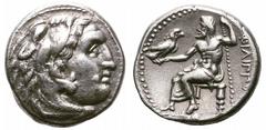 Kingdom of Macedon. Philip III AR Drachm. Kingdom of Macedon. Philip III AR Drachm. Uncertain mint in Asia Minor, circa 323-280 BC. Head of Herakles right, wearing lion skin / Zeus Aëtophoros seated l