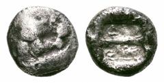 Islands off Caria, Rhodos. Lindos. AR Diobol. Islands off Caria, Rhodos. Lindos. AR Diobol. 515-475 BC. Head of roaring lion right / Incuse square divided by horizontal band. SNG Keckman 354-5 (obols)