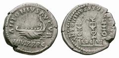 Marcus Aurelius & Lucius Verus AR Denarius. Marcus Aurelius & Lucius Verus AR Denarius. Rome, AD 161-169. Restitution issue of Mark Antony legionary type. Struck AD 165-166. Praetorian galley left / A