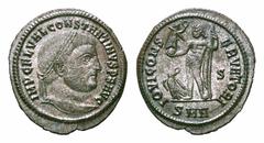 Constantine I Æ Follis. Constantine I Æ Follis. Nicomedia, AD 313-317. Laureate head right / Jupiter standing left, holding Victory and sceptre; eagle at feet to left; S//SMN. RIC VII 14. 3.29g, 22mm,