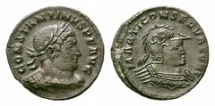 Constantine I Æ Follis. Constantine I Æ Follis. Trier, AD 310-313. CONSTANTINVS P F AVG, laureate and cuirassed bust right / MARTI CONSERVATORI, helmeted & cuirassed bust of Mars right, no mintmark. R