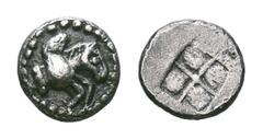 Macedon, Argilos AR Hemiobol. Macedon, Argilos AR Hemiobol. Circa 470-460 BC. Forepart of Pegasos right within border of dots / Quadripartite incuse square. Liampi, Argilos period VI, 122-127; SNG ANS