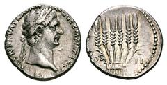 Trajan AR Cistophoric Tetradrachm. Trajan AR Cistophoric Tetradrachm. Ephesus(?), AD 98-99. IMP CAES NERVA TRAIAN AVG GERM P M TR P P P. Laureate head right / Six grain ears upright, tied in a bundle.