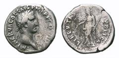 Nerva AR Denarius. Nerva AR Denarius. Rome, AD 97. IMP NERVA CAES AVG P M TR P COS III P P, laureate bust right / LIBERTAS PVBLICA, Libertas standing left, holding pileus and sceptre. RIC 19; BMC 46. 