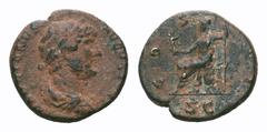 Hadrian Æ Semis. Hadrian Æ Semis. Rome, for circulation in Syria, AD 119-138. Laureate, draped, and cuirassed bust right, seen from behind / Roma seated left on cuirass, holding Victory and sceptre; s