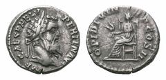 Pertinax AR Denarius. Pertinax AR Denarius. Rome, AD 193. Laureate head right / Ops seated left, holding grain ears and resting other hand on throne. RIC IV 8a; RSC 33. 3.06g, 17mm, 1h. Minor flan cra