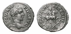Caracalla AR Denarius. Caracalla AR Denarius. Rome, AD 208. ANTONINVS PIVS AVG, laureate head right / PONTIF TR P XI COS III, Caracalla on horseback right, holding spear, PROF in exergue. RIC 107; RSC