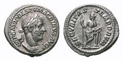 Macrinus, AR Denarius. Macrinus, AR Denarius. Rome, AD 217-218. Laureate and cuirassed bust right / Securitas standing facing, head left, leaning on column to right and holding sceptre. RIC IV 92b; Sz