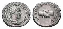 Pupienus AR Antoninianus. Pupienus AR Antoninianus. Rome, AD 238. Radiate, draped, and cuirassed bust right / CARITAS MVTVA AVGG, clasped right hands. RIC 10b; BMC 87-91; RSC 3. 3.74g, 22mm, 6h. Good 
