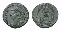 Constantine I Æ Follis. Constantine I Æ Follis. Alexandria, AD 333-335. CONSTANTINOPOLIS, helmeted and draped bust of the personification of Constantinopolis left / Victory standing, facing, head righ