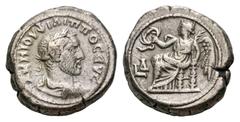 Philip I AR Tetradrachm of Alexandria, Egypt. Dated RY 4 = AD 246/247. Laureate, draped, and cuirassed bust right / Nike seated left, holding wreath and palm frond; L Δ (date) to left. BMC Alexandria,
