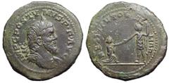 Postumus Ӕ Sestertius. Lugdunum, AD 260. IMP C POSTVMVS P F AVG, laureate and draped bust right / RESTITVTOR GALLIAR, emperor standing left holding spear, raising kneeling captive who holds a branch. 