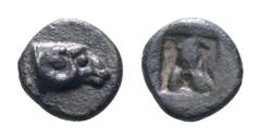 Troas, Kebren AR Tetartemorion. 5th century BC. Ram’s head right / Quadripartite incuse square. SNG Copenhagen 256; Klein -; SNG von Aulock -. 0.31g, 6mm. Perfectly centred, dark patina, Extremely Fin