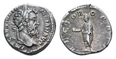 Didius Julianus AR Denarius. Rome, AD 193. IMP CAES M DID IVLIAN AVG. Laureate head right / RECTOR ORBIS. Didius Julianus, togate, standing left, holding globe in outstretched right hand and roll in l