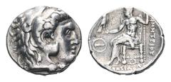 Kingdom of Macedon, Demetrios I Poliorketes AR Tetradrachm. In the types of Alexander III. Tyre, circa 290-287 BC. Head of Herakles right, wearing lion skin headdress / Zeus Aëtophoros seated left, ho