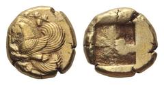 Mysia, Lampsakos EL Stater. Circa 480-450 BC. Forepart of Pegasos with curved wings to left, vine with bunches of grapes around / Quadripartite incuse square. A. Baldwin, Period I, pl. I, 11; BMC 9; T