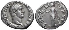 Otho AR Denarius. Rome, AD 69. IMP M OTHO CAESAR AVG TR P, bare head right / SECVRITAS P R, Securitas draped, standing left, holding wreath and sceptre. RIC 8. 3.32g, 19mm, 6h. Very Fine. Rare.
