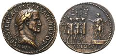 Galba Æ Paduan. Bronze cast medal. Undated and unsigned - after Giovanni Cavino, 16th century. IMP SER SVLP GALBA CAES AVG TR POT, Laureate, draped and cuirassed bust right / Galba standing left on to