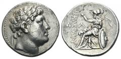 Mysia, Kingdom of Pergamon. Eumenes I AR Tetradrachm. Circa 263-241 BC. Laureate head of Philetairos right / Athena seated left, left elbow resting on shield, crowning ΦIΛETAIΡOY with wreath held in h