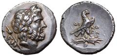 Lycia, Oinoanda AR Stater. Circa 200 BC. Laureate head of Zeus right; A and sceptre behind / Eagle standing right on winged thunderbolt, OINOAN across. Ashton, Oinoanda 1 (A1/P1), otherwise unpublishe