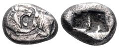 Kingdom of Lydia, Kroisos AR Third Stater (Siglos). Sardes, circa 564/53-550/39 BC. Confronted foreparts of lion and bull / Two incuse squares. Berk 24; Traité I 412; SNG Kayhan –; SNG von Aulock –; S