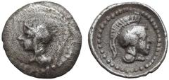 Lycia, Xanthos AR Hemiobol. Time of Vekhssere II, circa 400-390 BC. Helmeted head of Athena left / Helmeted head of Athena right within round incuse. Unpublished in the standard references, for a simi