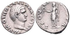Otho AR Denarius. Rome, AD 69. IMP M OTHO CAESAR AVG TR P, bare head right / SECVRITAS P R, Securitas draped, standing left, holding wreath and sceptre. RIC 8. 3.42g, 16mm, 6h. Very Fine. Lightly tone
