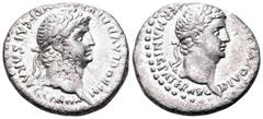 Nero, with Divus Claudius, AR Drachm of Caesarea, Cappadocia. Struck AD 63-64. NERO CLAVD DIVI [CLAV]D F CAESAR AVG GERMA, laureate head of Nero right / DIVOS [CLAVD AVGVST G]ERMANIC PATER AVG, laurea