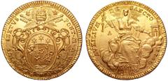 Italy. The Roman Republic (1798-1799), Siege of Ancona AV ‘Scudo Romano’. Ancona, 1799. PIVS SEXTVS PONT M A VI, oval coat of arms of the Braschi in a rich cornice decorated with cornucopiae and shell