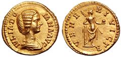 Julia Domna AV Aureus. Rome, AD 193-196. IVLIA DOMNA AVG, draped bust of Julia Domna right, her hair in six waves and bound up at the back / VENERI VICTR, Venus standing right, seen from behind, half 