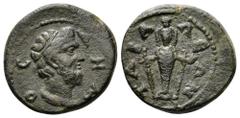 Lydia, Tabala Æ18. Autonomous issue, circa AD 193-211. ΔΗΜΟC, bearded head (Demos?) right / Cult statue of Artemis Ephesia, TABAΛEΩN around. SNG Copenhagen 563; BMC 2-3. 4.66g, 19mm, 6h. Near Very Fin