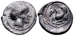 Dynasts of Lycia, uncertain dynast AR Trihemiobol. Circa 460-430 BC. Head of Aphrodite right, wearing a stephane / Forepart of Pegasos left, with curled wings. Traité II, 243 and pl. XCV, 24 (same die