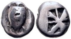 Greek Islands off Attica, Aegina AR Stater. Circa 480-457 BC. Sea turtle, head in profile, with 'T-back' design on shell / Large square incuse with skew pattern. Meadows, Aegina, Group IIIa; HGC 6, 43