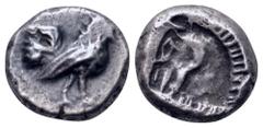 Greek Troas, Dardanos AR Trihemiobol(?). 5th century BC. Cockerel standing right / Incuse head of horse left. Cf. SNG München 173 (tetartemorion); SNG von Aulock –; SNG Copenhagen –; CNG E-311, 674. 1