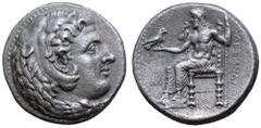 Greek Kingdom of Macedon, Alexander III 'the Great' AR Dekadrachm. Babylon, circa 325-323 BC. Head of Herakles right, wearing lion skin headdress / Zeus Aëtophoros seated left, holding sceptre, on thr