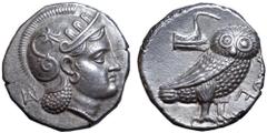 Greek Parthia(?), 'Athenian Series' AR Tetradrachm. Ekbatana(?), circa 246/5-239/8 BC. Attic standard. Head of Athena right, wearing earring, necklace, and crested Attic helmet decorated with three ol