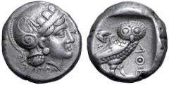 Greek Baktria, 'Athenian Series' AR Tetradrachm. Stasanor, satrap(?). Uncertain mint in the Oxus region, circa 321-245 BC. Attic standard. Head of Athena right, wearing earring, necklace, and crested 