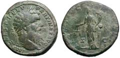 Roman Imperial Pertinax Æ Sestertius. Rome, AD 193. IMP CAES P HELV PERTINAX AVG, laureate head right / AE[QVIT AVG TR P COS II], Aequitas standing left, holding scales and cornucopiae. RIC 14; C. 5; 