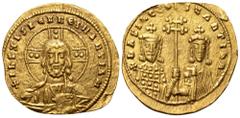 Byzantine Basil II Bulgaroktonos, with Constantine VIII AV Histamenon Nomisma. Constantinople, Struck AD 977. + IҺS XIS RЄX RЄGNANTIҺM, facing bust of Christ Pantokrator / + ЬASIL Є CONSTANTIҺ R, crow