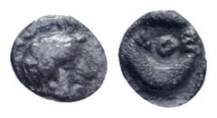 Greek Attica, Athens AR Tetartemorion (1/4 Obol). Circa 400/390-353 BC. Helmeted head of Athena right / AΘΕ above crescent within incuse square. Kroll -; SNG Copenhagen 78-9; HGC 4, 1687. 0.16g, 5mm, 