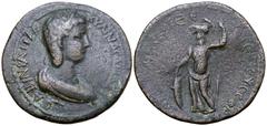 Roman Provincial Tranquillina Æ36 of Amisos, Pontus. AD 238-244. CABINIA TPANKYΛINA CAIBAC[TH], draped bust right / [AMICOYЄΛ ЄY] ΘЄ[PAC] ЄTOYC COB, Pallas standing left, wearing Corinthian helmet, ho