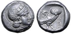 Greek Baktria, 'Athenian Series' AR Tetradrachm. Stasanor, satrap(?). Uncertain mint in the Oxus region, circa 321-245 BC. Attic standard. Head of Athena right, wearing earring, necklace, and crested 