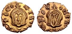 Byzantine Theophilus AV Tremissis. Syracuse, circa AD 831-842. ΘEOFIΛOS, crowned facing bust wearing chlamys, holding globus cruciger / ΘEOFIΛOS, crowned facing bust wearing loros, holding cross poten