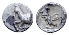 Greek Troas, Dardanos AR Tetartemorion. 5th century BC. Forepart of horse left / Cockerel standing left, within incuse square. SNG Copenhagen -; SNG von Aulock -; BMC -; Klein -; Pecunem 34, 220; Pecu