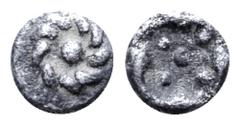 Greek Ionia, uncertain mint AR Tetartemorion. Circa 510-494 BC. Rosette with central pellet / Stellate pattern of five pellets within quadrilobe incuse. SNG Kayhan 740 (Erythrai); SNG von Aulock 1807 