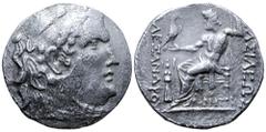 Greek Thrace, Kabyle AR Tetradrachm. Struck circa 218-200 BC. In the name and types of Alexander III of Macedon. Head of Herakles right, wearing lion skin headdress / Zeus Aëtophoros seated left, hold
