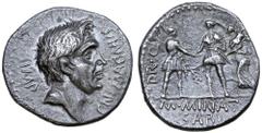 Roman Imperatorial Gnaeus Pompey Junior AR Denarius. M. Minatius Sabinus, proquaestor. Corduba (Cordoba) mint, Summer 46-Spring 45 BC. Bare head of Pompey the Great right, IMP behind, CN•MAGNVS before