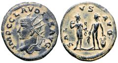 Roman Imperial Claudius II Gothicus BI Antoninianus. Antioch, circa mid AD 270. IMP C CLAVDIVS AVG, radiate head left / SALVS AVG, Diana standing right, drawing arrow from quiver and holding bow, and 