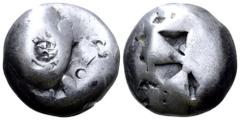 Greek Islands off Attica, Aegina AR Stater. Circa 510-480 BC. Turtle; uncertain countermark / Incuse square with 'Union Jack' pattern. Milbank pl. 1, 11; HGC 6, 429. 11.41g, 17mm. Good Fine. Ex Roma N