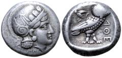 Greek Baktria, 'Athenian Series' AR Tetradrachm. Stasanor, satrap(?). Uncertain mint in the Oxus region, circa 321-245 BC. Attic standard. Head of Athena right, wearing earring, necklace, and crested 